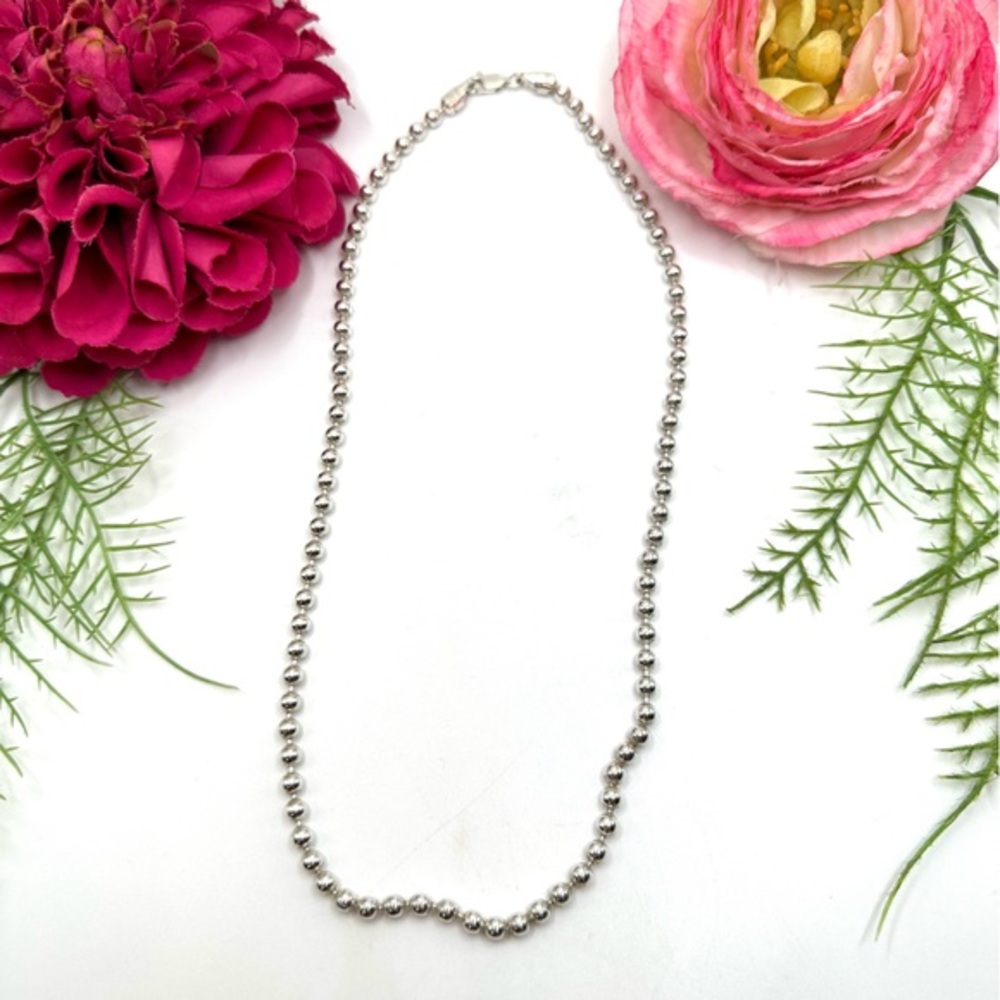 ITALY⚜️Sterling Silver Solid Beaded Ball Chain Necklace